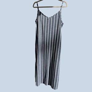 ROXY NAVY BLUE STRIPED MIDI DRESS